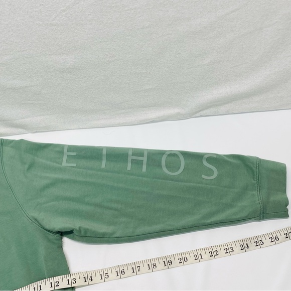 ETHOS Long Sleeve Pullover Shirt Sage Green Super Soft Logo Down Sleeve Casual - Picture 7 of 11